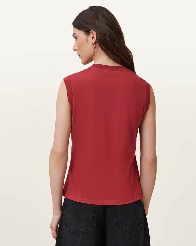 Imogen Sleeveless Tank Top BURNT BRICK RED | ALLSAINTS
